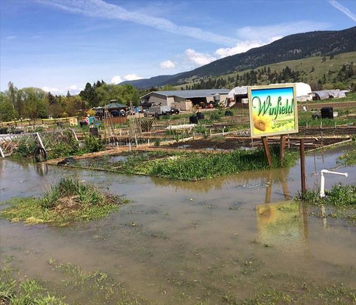 Flooded community garden in Lake Country in 2017 from high water levels and rain